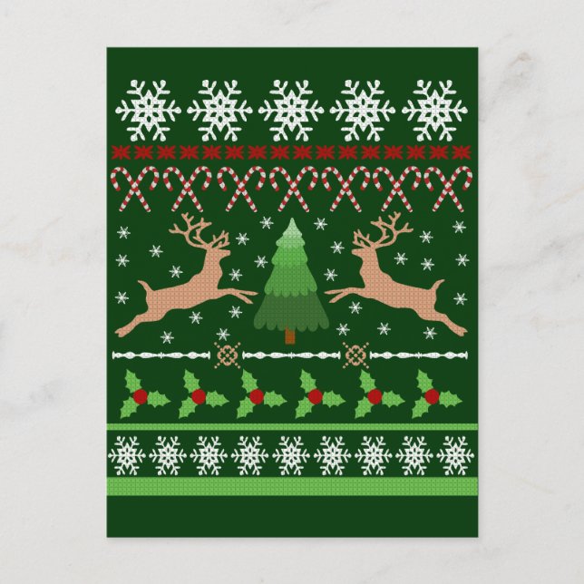 Funny Ugly Christmas Sweater Holiday Postcard (Front)