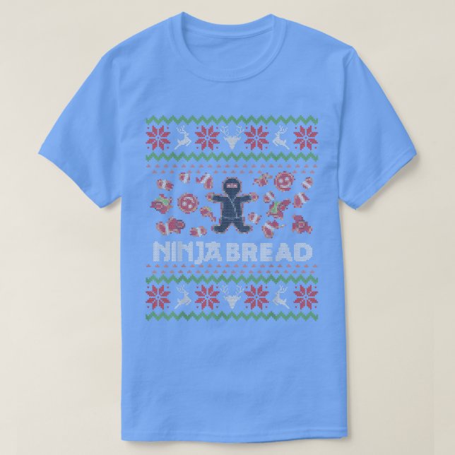 Funny Ugly Christmas Sweater Ninja Bread Gingerbre (Design Front)