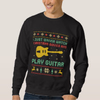 Funny Ugly Christmas Sweater Play Guitar Music