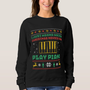 Funny Ugly Christmas Sweater Play Piano Pianist