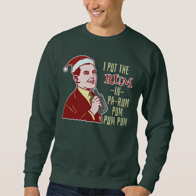 Funny Ugly Christmas Sweater Retro Rum Man Humour (Front)