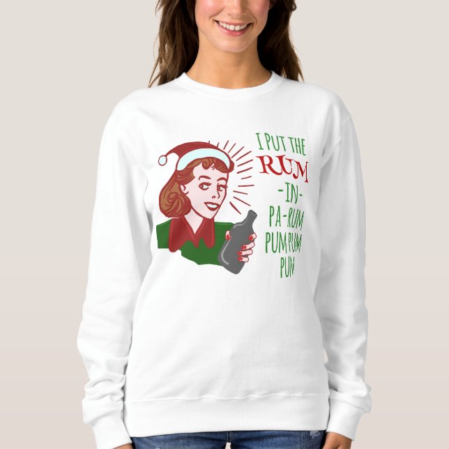 Funny Ugly Christmas Sweater Rum Woman Retro (Front)