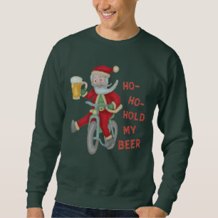 Funny Ugly Christmas Sweater Santa Hold My Beer