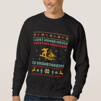 Funny Ugly Christmas Sweater Snowboarding Sports