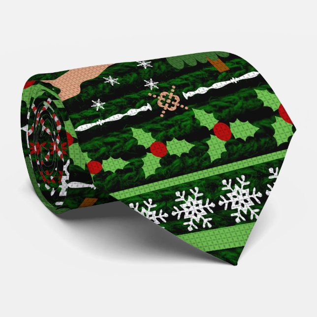 Funny Ugly Christmas Sweater Tie (Rolled)