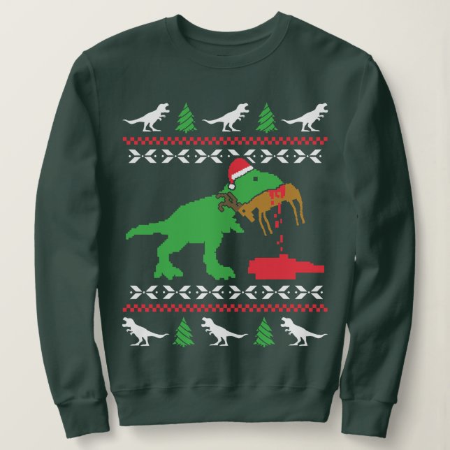 Funny Ugly Christmas Sweater Trex Reindeer Ugly Xm (Design Front)