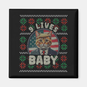 Funny Ugly Christmas Sweater Trump Cat Nine Lives Magnet