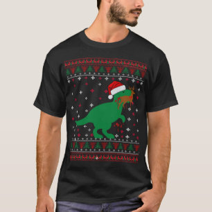 Funny Ugly Christmas T Rex Eating Reindeer Sweater
