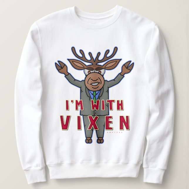 Funny Ugly Christmas Vixen Reindeer Election Sweatshirt (Design Front)