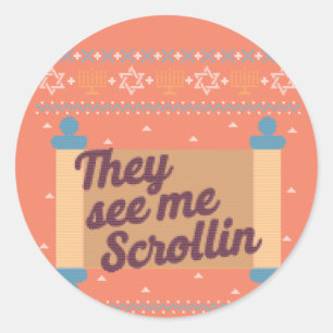 Funny Ugly Hanukkah See Me Scrollin Tee Classic Round Sticker