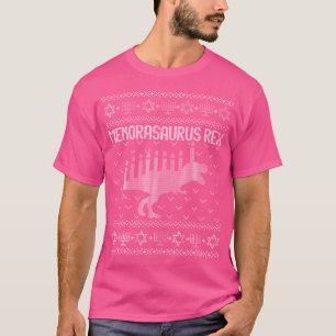Funny Ugly Hanukkah Shirt Dinosaur Trex Menorasa