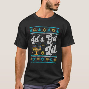 Funny Ugly Hanukkah Sweater Lets Get Lit Menorah J