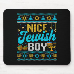 Funny Ugly Hanukkah Sweater Nice Jewish Boy Matchi Mouse Pad