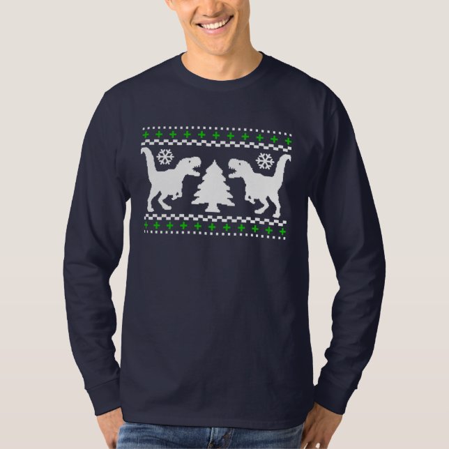 Funny! Ugly Holiday T-Rex Sweater (Front)