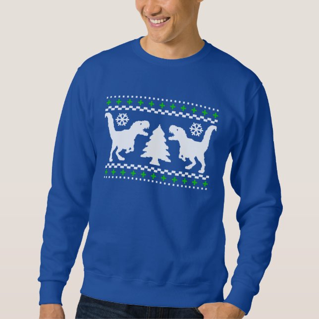 Funny! Ugly Holiday T-Rex Sweater (Front)