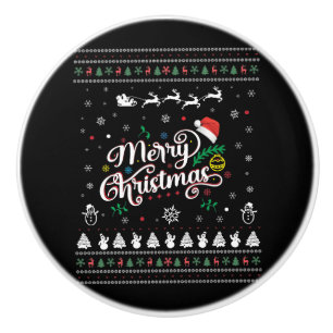 Funny Ugly Merry Christmas Ceramic Knob