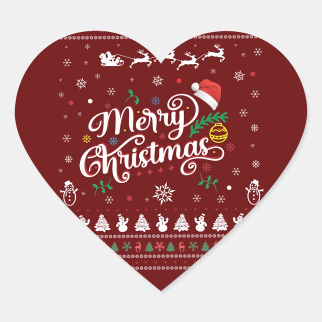 Funny Ugly  Merry Christmas Heart Sticker (Front)