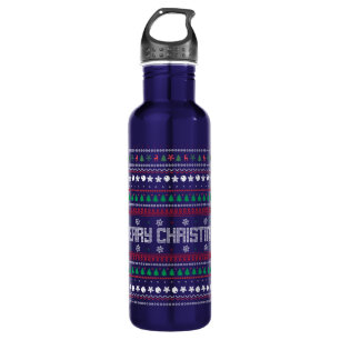 Funny Ugly Merry Christmas pattern 710 Ml Water Bottle