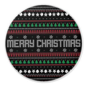 Funny Ugly Merry Christmas pattern Ceramic Knob