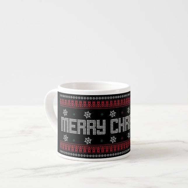 Funny Ugly  Merry Christmas pattern Espresso Cup (Front Left)