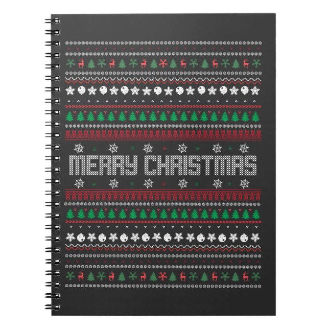Funny Ugly  Merry Christmas pattern Notebook (Front)