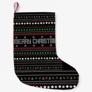 Funny Ugly Merry Christmas pattern Small Christmas Stocking