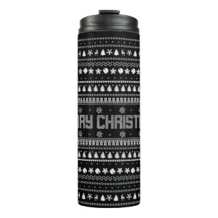 Funny Ugly Merry Christmas pattern Thermal Tumbler