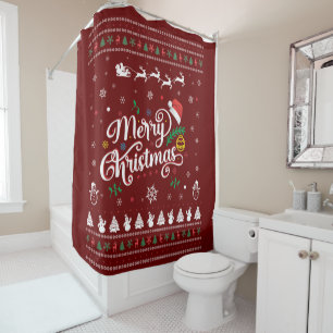 Funny Ugly Merry Christmas Shower Curtain