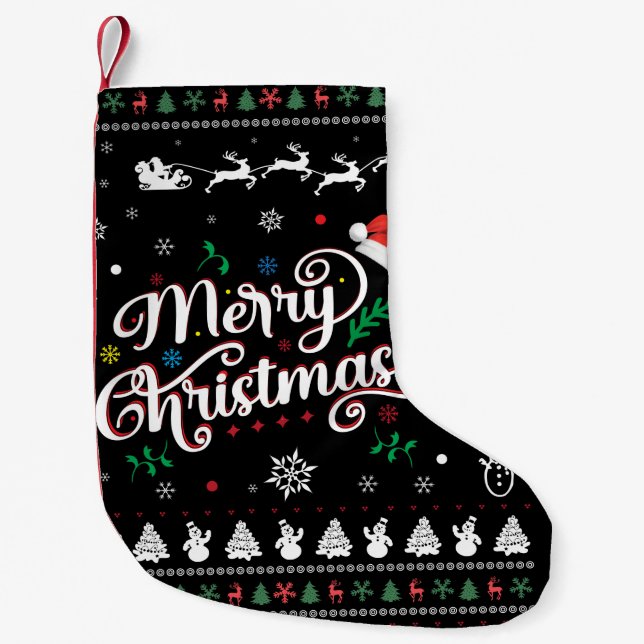 Funny Ugly  Merry Christmas Small Christmas Stocking (Front)