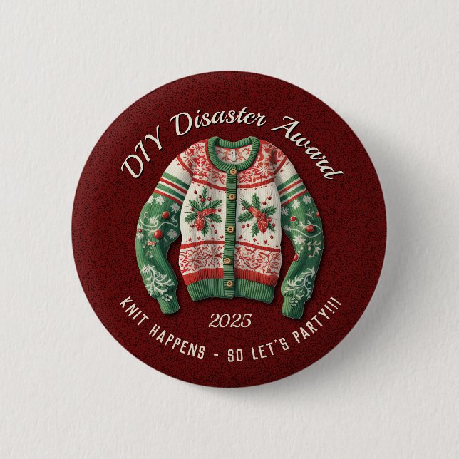 Funny Ugly Sweater Award Party 6 Cm Round Badge (Front)