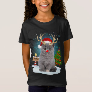 Funny Ugly Sweater Cat Reindeer North Pole Christm