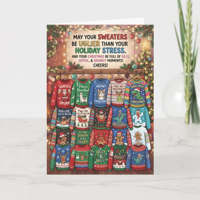 Funny Ugly Sweater Christmas Card (Front)