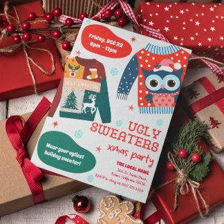 Funny Ugly Sweater Christmas Party Invitation