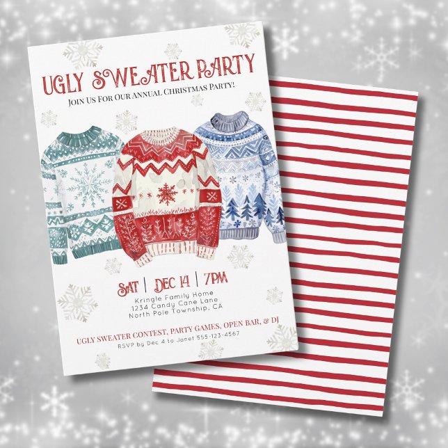 Funny Ugly Sweater Christmas Party Invitation (Ugly Sweater Christmas Party Invitation)