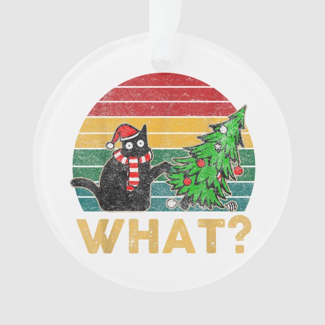 Funny Ugly Sweater Christmas Shirt Naughty Cat San Ornament (Front)