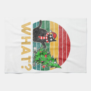 Funny Ugly Sweater Christmas Shirt Naughty Cat San Tea Towel