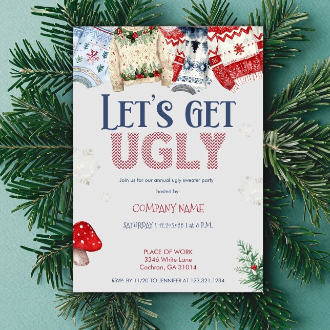 Funny Ugly Sweater Corporate Christmas Party  Invitation (Creator Uploaded)
