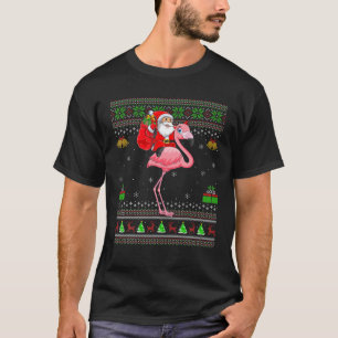 Funny Ugly Xmas Santa Riding Flamingo Bird Christm T-Shirt