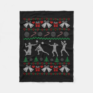 Funny Ugly Xmas Volleyball Christmas Sports Holida Fleece Blanket