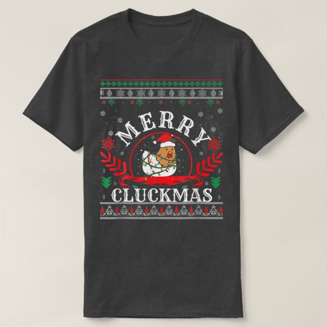 Funny Uglys Chicken Christmas Sweater Merry Cluckm (Design Front)