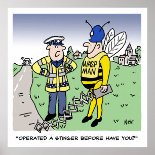 Funny UK Traffic Police Cartoon Poster