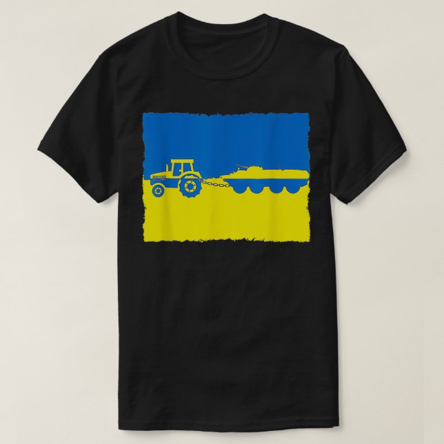 Funny Ukraine Farmer Tractor Stealing A Russian Ta T-Shirt (Design Front)