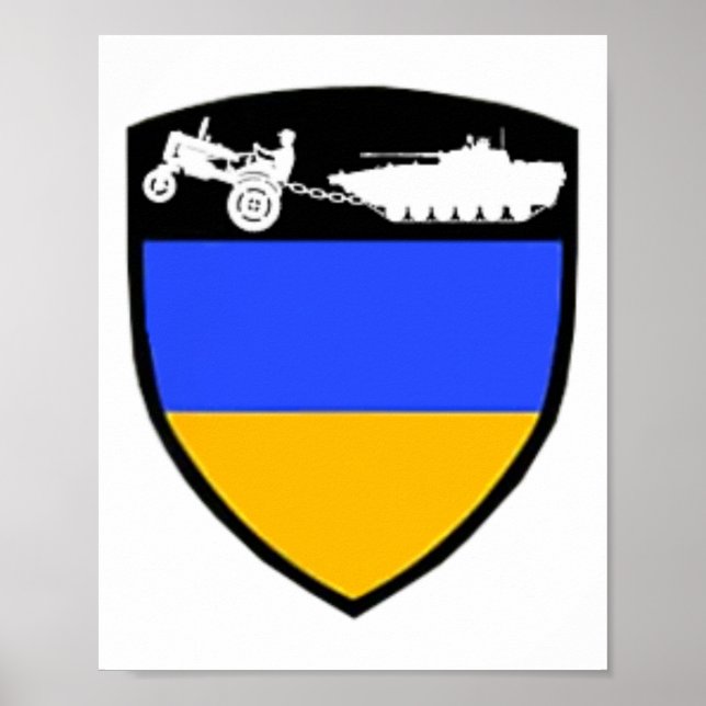 Funny Ukraine Farmer Tractor Towing Tank Meme  Poster (Front)