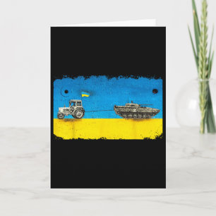 Funny Ukrainian Farmer Pulling Tank With Tractor Card