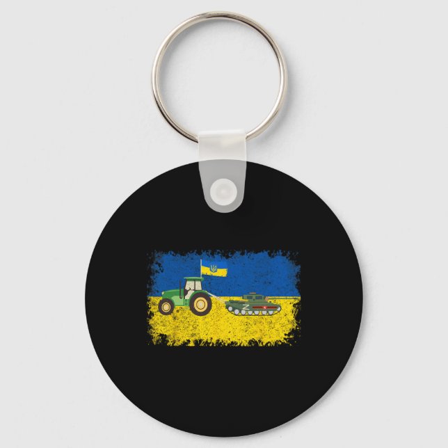 Funny Ukrainian Farmer Steals Tank Meme I Stand Wi Key Ring (Front)