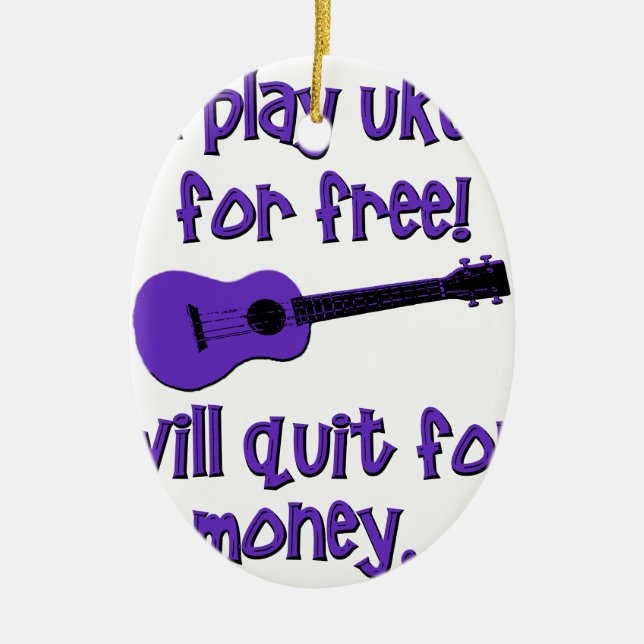 Funny Ukulele Ceramic Tree Decoration (Front)