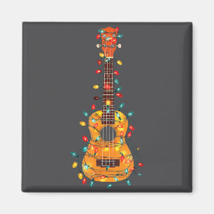 Funny Ukulele Christmas Graphics Lights Lover Play Magnet