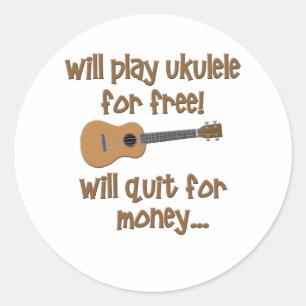 Funny Ukulele Classic Round Sticker
