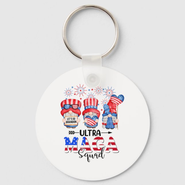 Funny Ultra Mega Squad Gnomes 4th Of July Ultra Me Key Ring (Front)