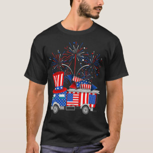 Funny Uncle Sam Firetruck Fireworks USA Flag 4th O T-Shirt